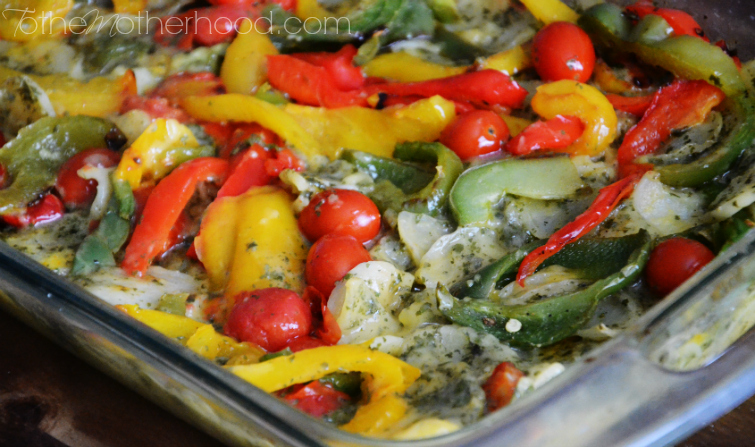 Au Gratin Potatoes with Roasted Peppers and Grape Tomatoes Casserole