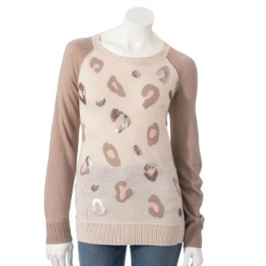 Apt. 9® Animal Print Embellished Sweater Was $50.00 Now $23.99