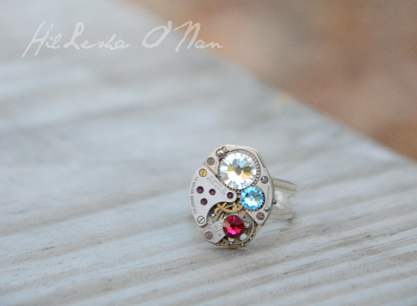 Mothers Ring Custom Birthstone Ring Steampunk Ring Sterling Silver Personalized Grandmothers Ring
