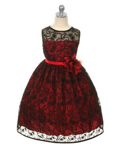 Red Dress with Black Overlay Lace