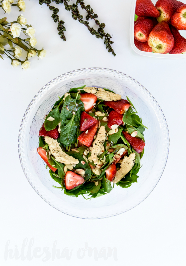 Spring Strawberry Salad with Faux Chicken
