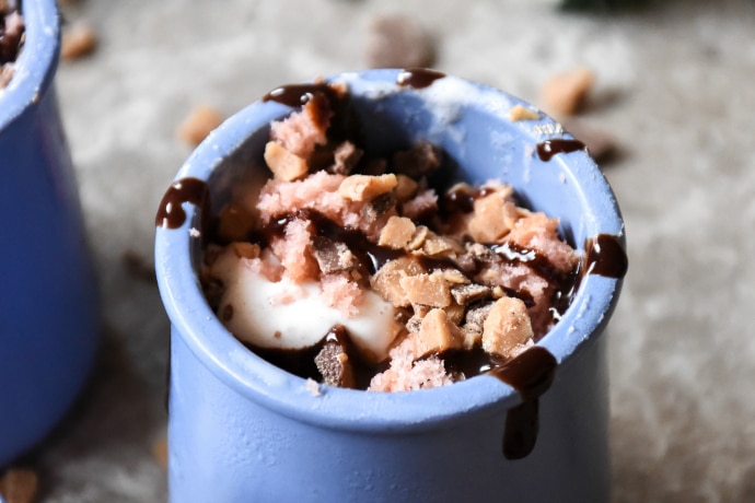 Vanilla Ice Cream with Toffee, Little Bites, and Chocolate Syrup Recipe